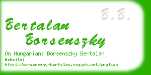 bertalan borsenszky business card